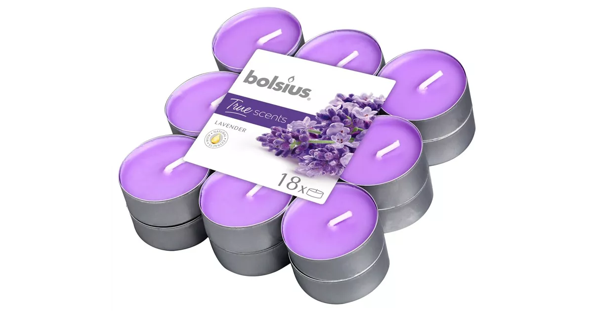 18x Bolsius Duft Tee Licht Kerzen-Lavendel
