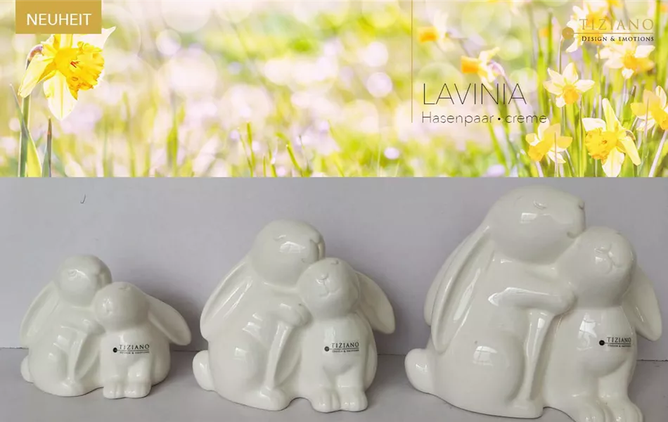 Dekofigur Hasenpaar Lavinia weiß-creme