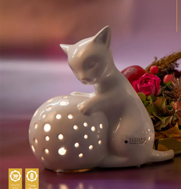 Mustard Deko-Licht Liegende Katze - Interismo Onlineshop