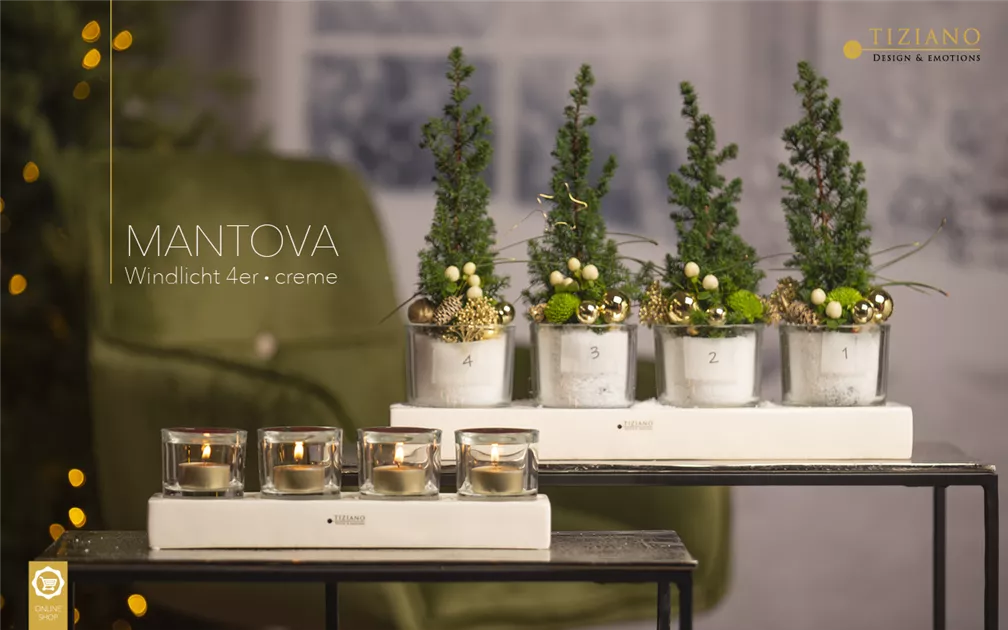 Tischlicht Mantova 4er creme mit Klarglas, Tiziano Keramik, Dekoartikel  Online und vor Ort kaufen - 1A Garten Ammer