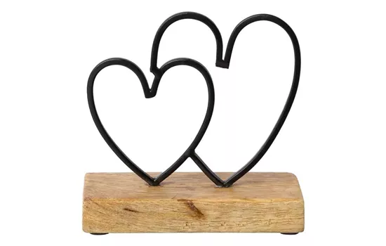 Metall Herz auf Holz Base