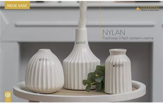 Vase Nylan bauchig weiß-creme
