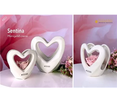 Herzpflanzvase Sentina creme
