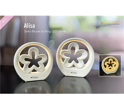 Dekoblume Alisa im Ring LED creme