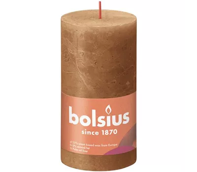Stumpenkerze 130/68 Rustik Gewürzbraun