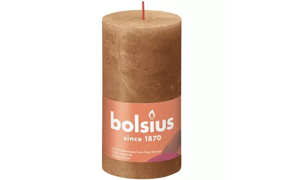 Stumpenkerze 130/68 Rustik Gewürzbraun