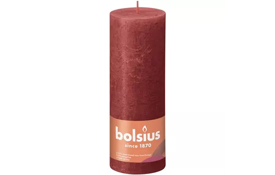 Stumpenkerze 190/68 Rustik Zartes Rot