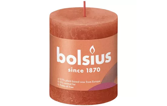 Stumpenkerze 80/68 Rustik Herbstliche Orange