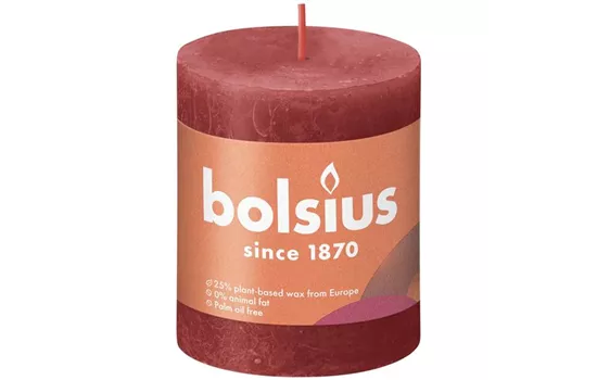 Stumpenkerze 80/68 Rustik Zartes Rot