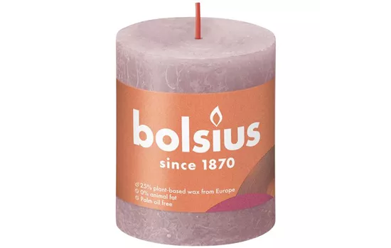 Stumpenkerze 80/68mm Rustik Eschen Rose