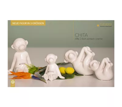 Affe Chita liegend weiß- creme