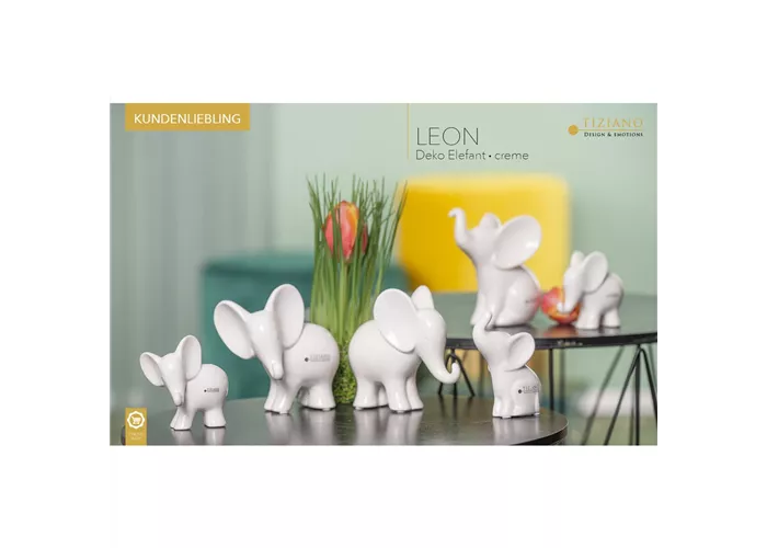 Dekoelefant Leon stehend creme