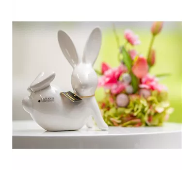 Dekofigur Hase Fabrio liegend weiß-creme