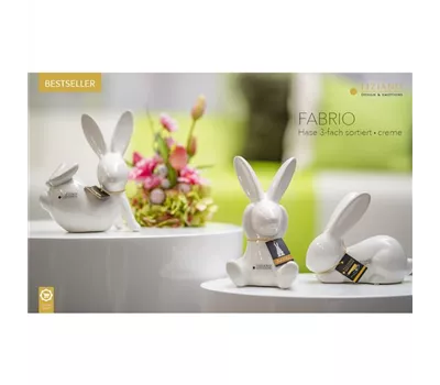 Dekofigur Hase Fabrio schlafend weiß-creme