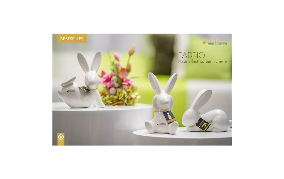 Dekofigur Hase Fabrio schlafend weiß-creme