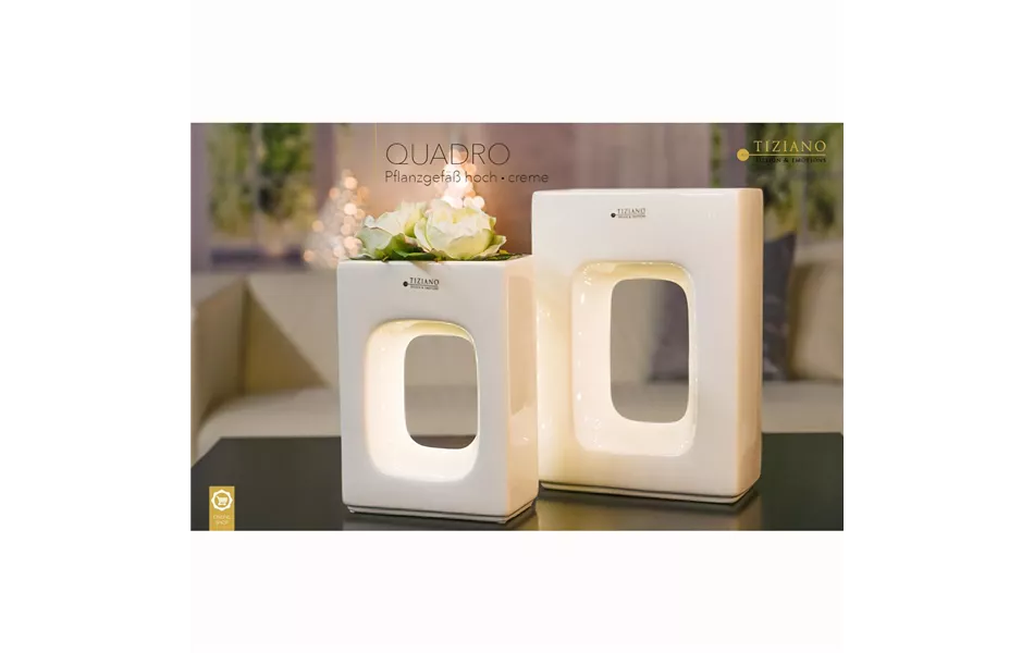 Pflanzgefäß Quadro hoch LED