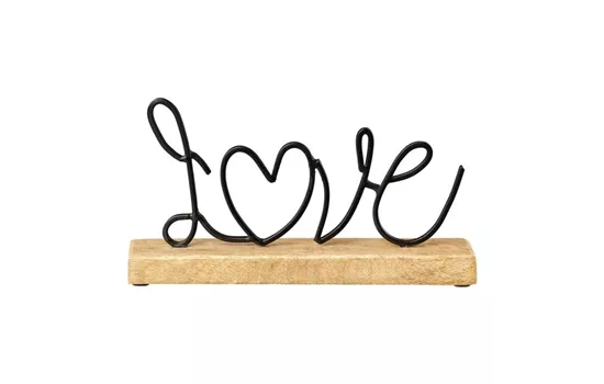 Eisen Schriftzug LOVE auf Holz schwarz