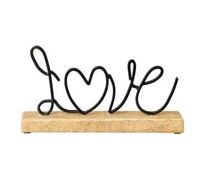 Eisen Schriftzug LOVE auf Holz schwarz