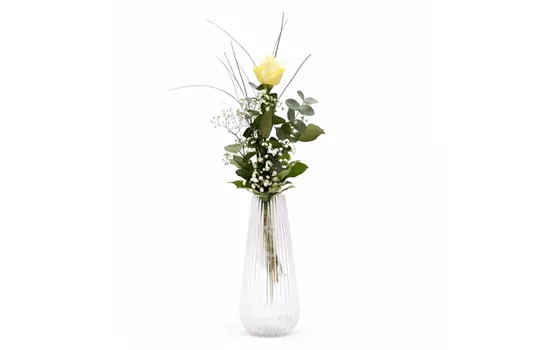 Rose Weiß 1 Stück gebunden mit Beiwerk