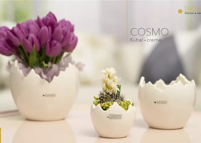 Kübel Deko Cosmo weiß-creme