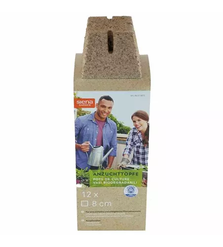 12 Bio-Anzuchttöpfe Ø 8 cm quadratisch 12 Bio-Anzuchttöpfe Ø 8 cm quadratisch