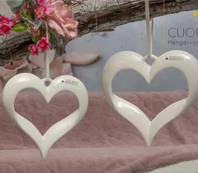 Deko Hänger Herz Cuora weiß-creme