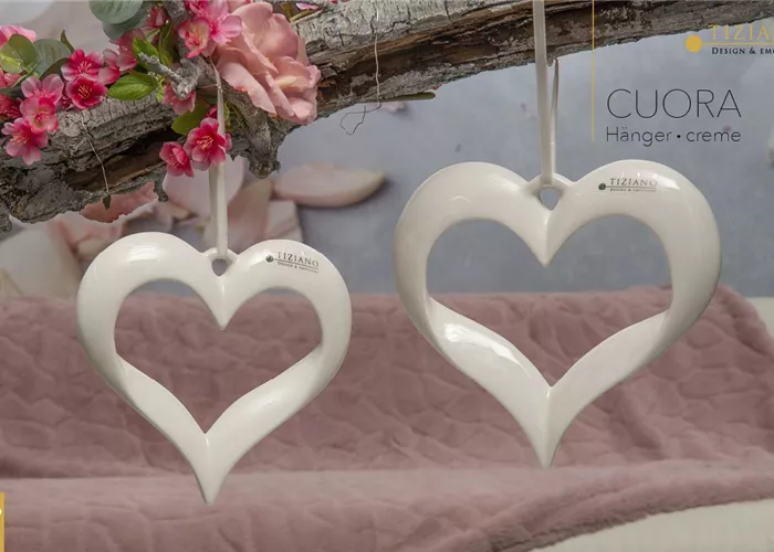 Deko Hänger Herz Cuora weiß-creme