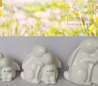 Dekofigur Hasenpaar Lavinia weiß-creme Dekofigur Hasenpaar Lavinia weiß-creme