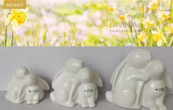 Dekofigur Hasenpaar Lavinia weiß-creme