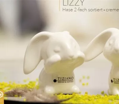 Dekofigur Hase Lizzy Ohr hinten creme-weiß