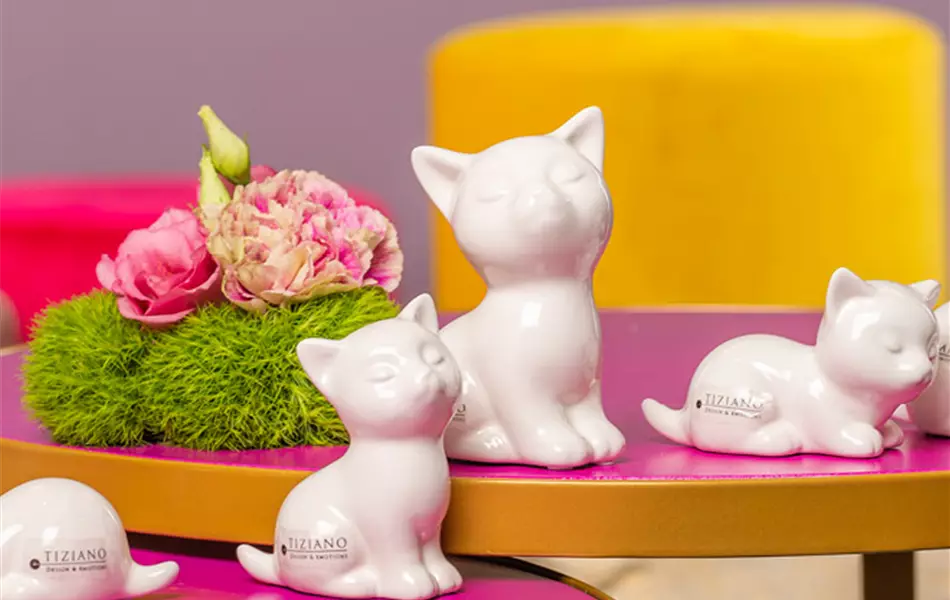 Katze Sadira sitzend creme