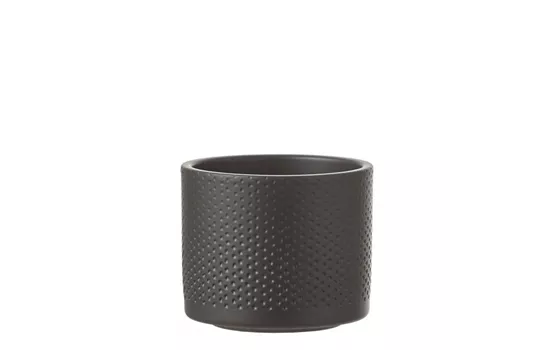 Era Topf rund schwarz matt relief