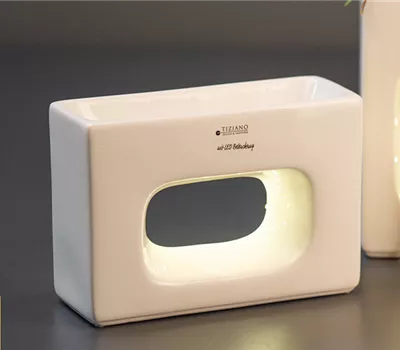 Pflanzgefäß Quadro flach LED creme