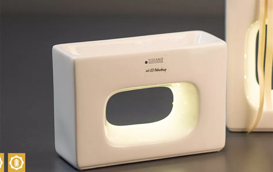 Pflanzgefäß Quadro flach LED creme Pflanzgefäß Quadro flach LED creme