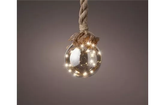 Micro LED Glas Kugel 14cm mit Seil Micro LED Glas Kugel 14cm mit Seil