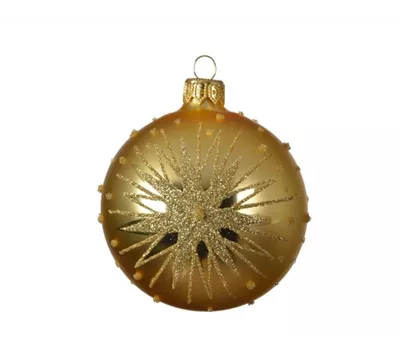 Kugel Glas mit Schneeflocke 8cm gold Kugel Glas mit Schneeflocke 8cm gold