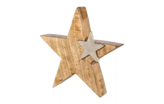 Holz Stern mit Aluminium Stern Holz Stern mit Aluminium Stern