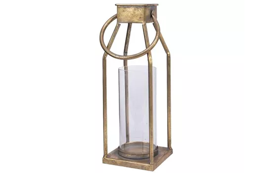Laterne Eisen L11 W11 H25cm Gold
