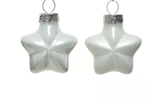 Sterne Glas 4cm winterweiss