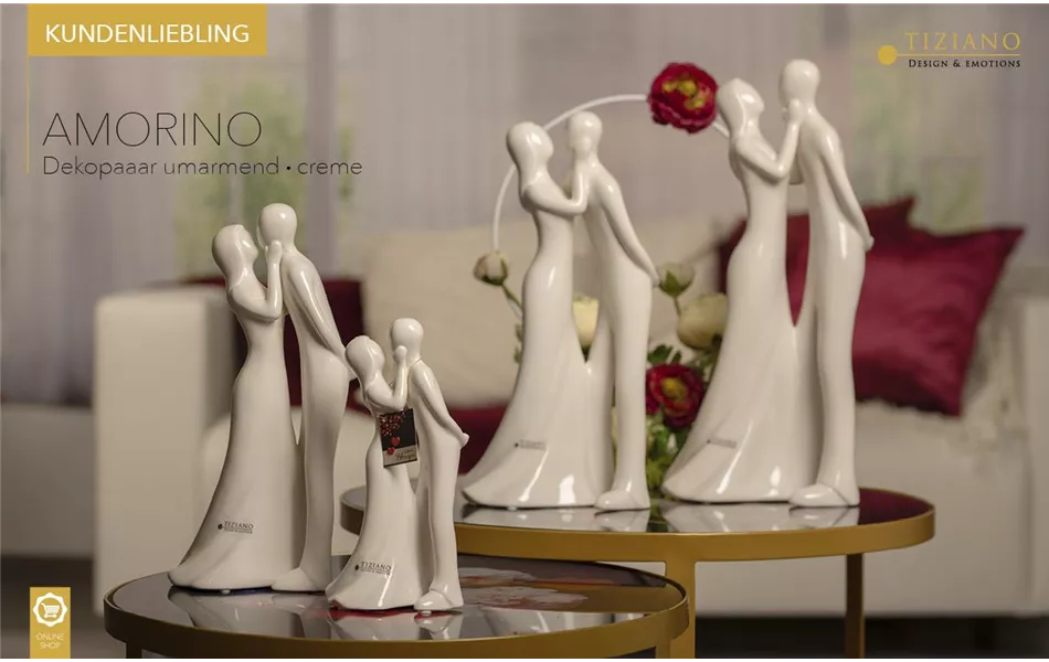 Deko Paar Amorino umarmend weiß-creme