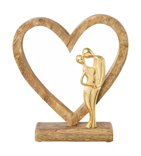Mango Holz Herz mit Aluminium Mango Holz Herz mit Aluminium