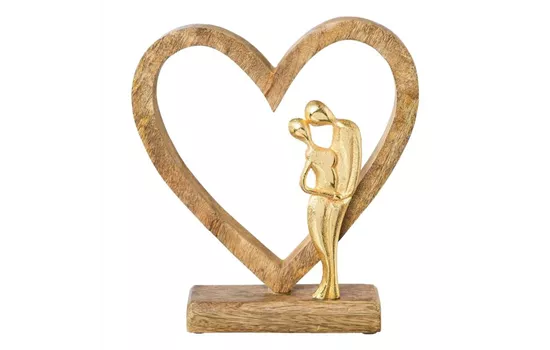 Mango Holz Herz mit Aluminium Mango Holz Herz mit Aluminium