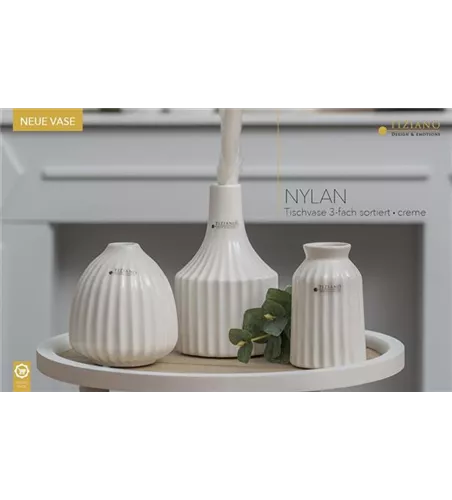 Vase Nylan schlank weiß-creme