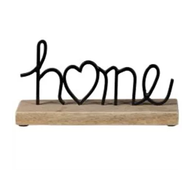 Eisen Schriftzug HOME auf Holz schwarz